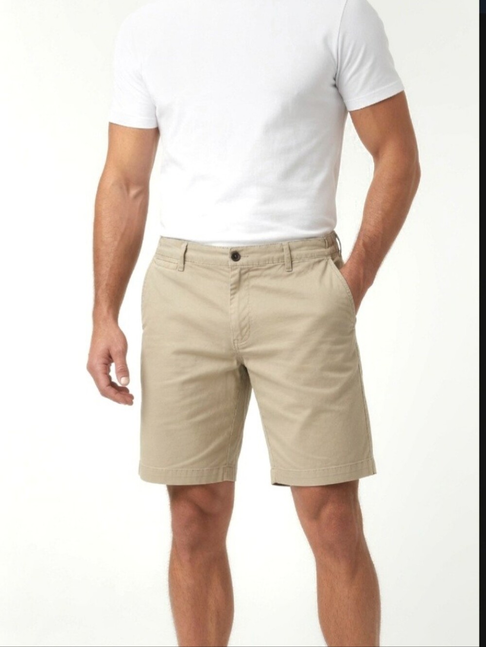 Lands' End Men's Big/Tall Traditional Elastic Fit Cotton Khaki Shorts (SIZE:46)
